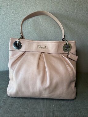 Coach Pale Blush Leather Shoulder Bag with Silver Hardware, Used